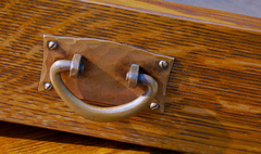 Original Gustav Stickley hand hammered copper drawer pull.